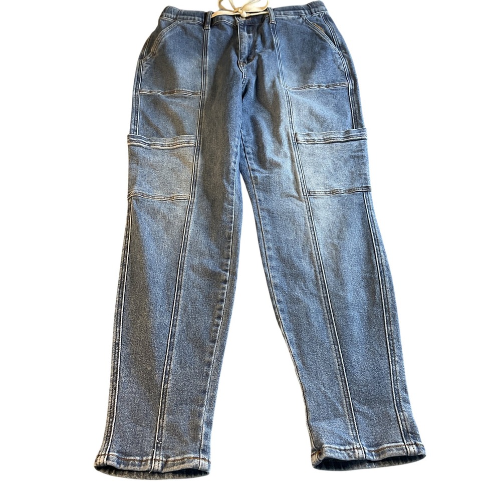 Judy Blue Jeans 11 30x31 Medium Wash High Rise Seam Detail Denim Jogger Pants